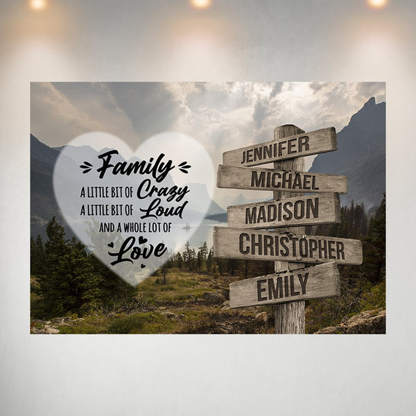 Mountain Range Heart Color Saying 2 Multi-Names Poster