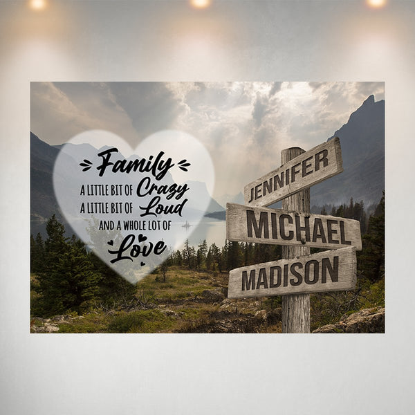 Mountain Range Heart Color Saying 2 Multi-Names Poster