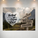 Mountain Range Heart Color Saying 3 Multi-Names Poster