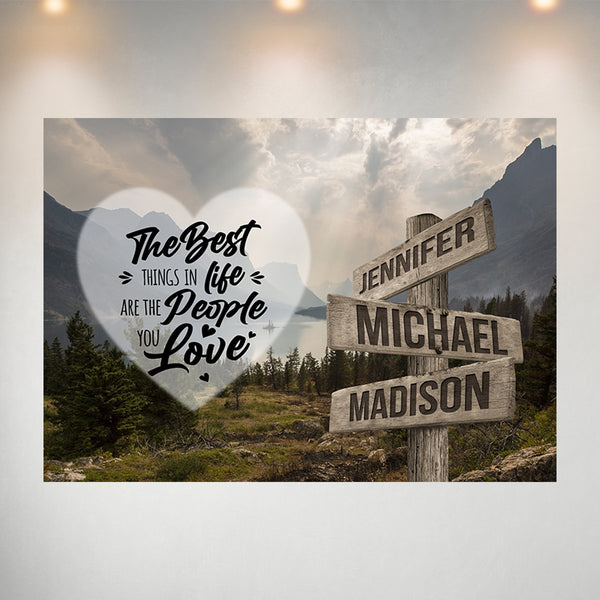 Mountain Range Heart Color Saying 3 Multi-Names Poster