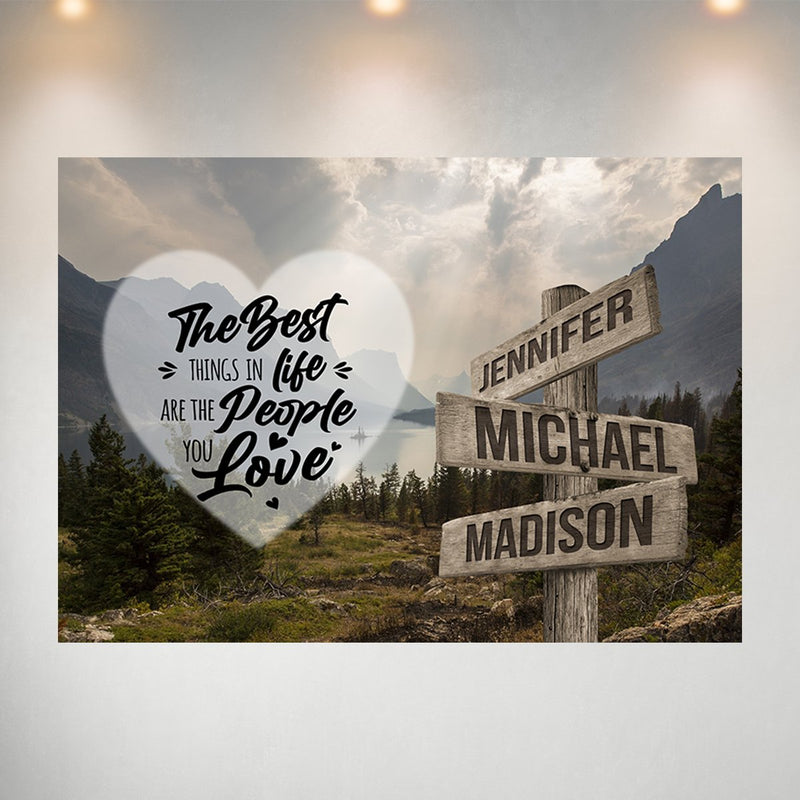 Mountain Range Heart Color Saying 3 Multi-Names Poster