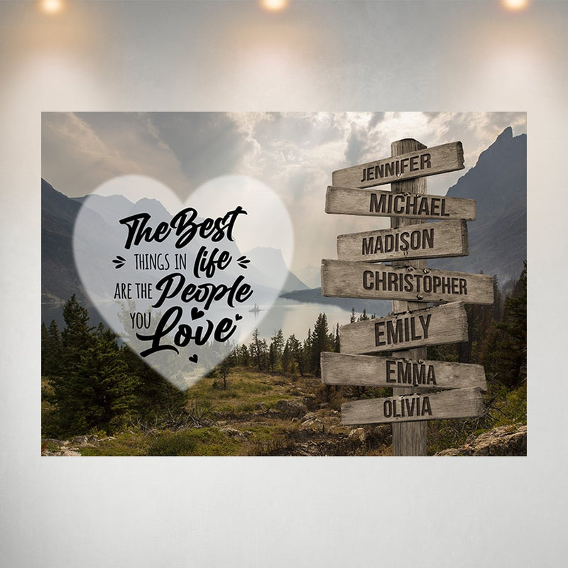 Mountain Range Heart Color Saying 3 Multi-Names Poster