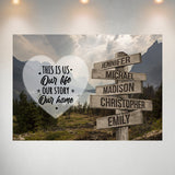 Mountain Range Heart Color Saying 7 Multi-Names Poster