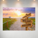 Miami Beach Sunset Color Multi-Names Poster