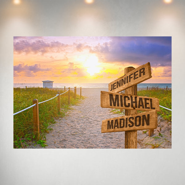 Miami Beach Sunset Color Multi-Names Poster