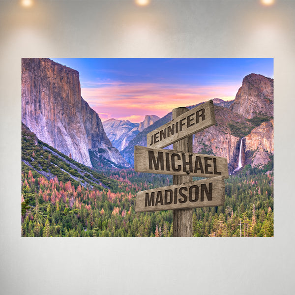 Yosemite Sunset Color Multi-Names Poster
