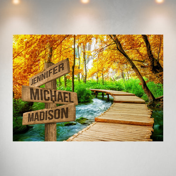Woods Path Color Multi-Names Poster