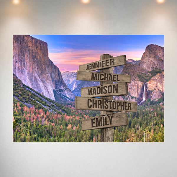 Yosemite Sunset Color Multi-Names Poster