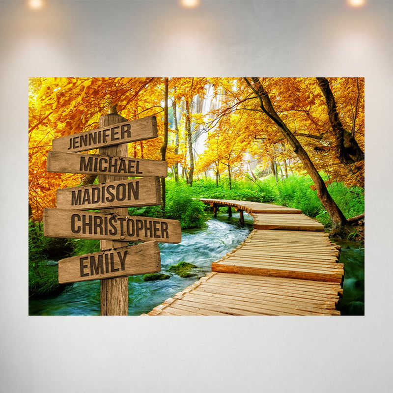 Woods Path Color Multi-Names Poster