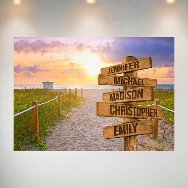 Miami Beach Sunset Color Multi-Names Poster