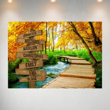 Woods Path Color Multi-Names Poster