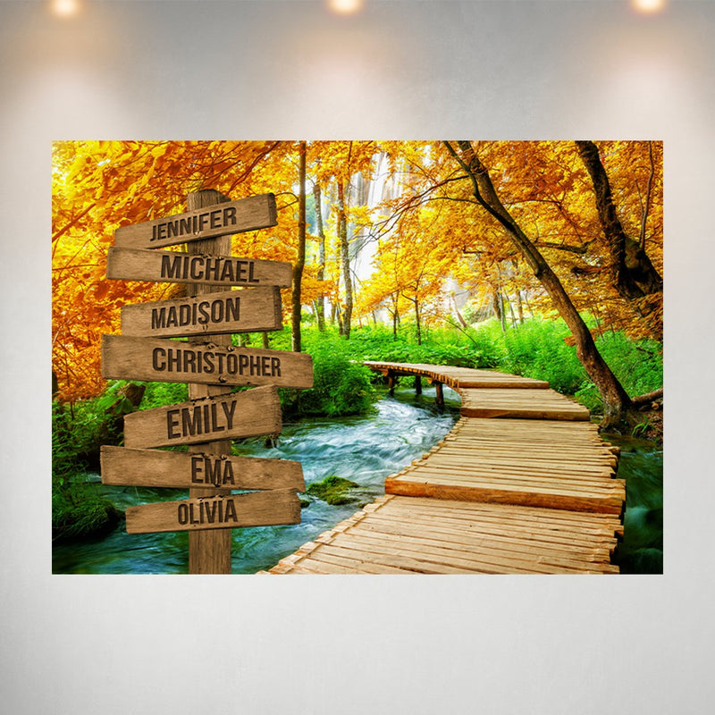 Woods Path Color Multi-Names Poster