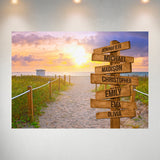 Miami Beach Sunset Color Multi-Names Poster