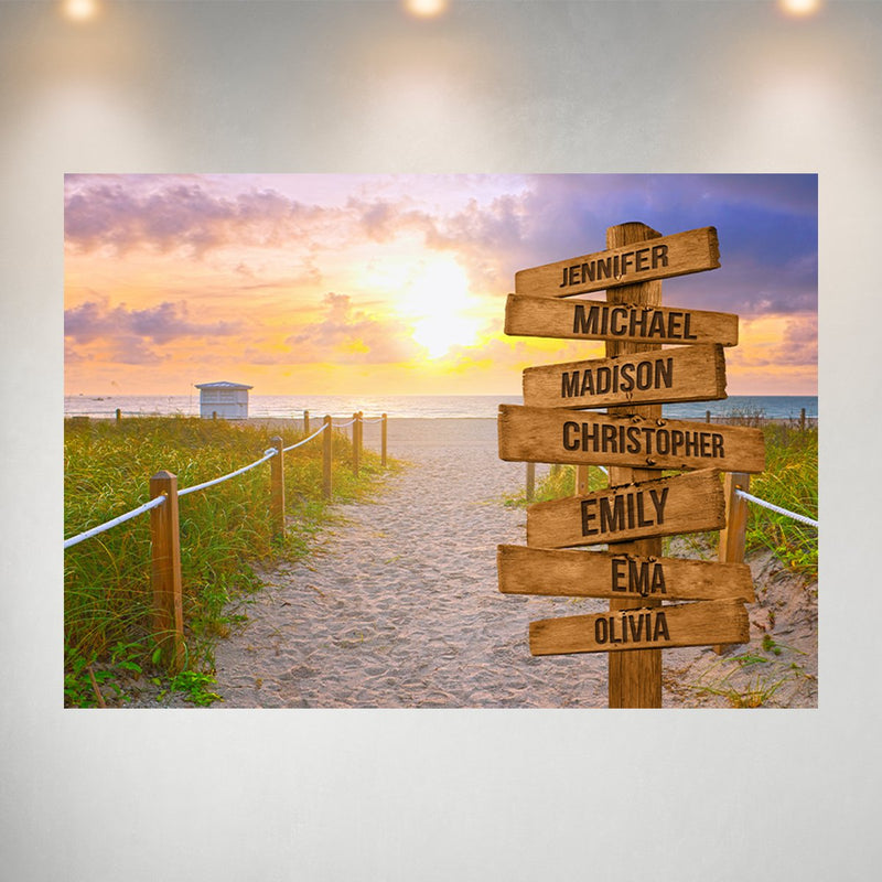 Miami Beach Sunset Color Multi-Names Poster