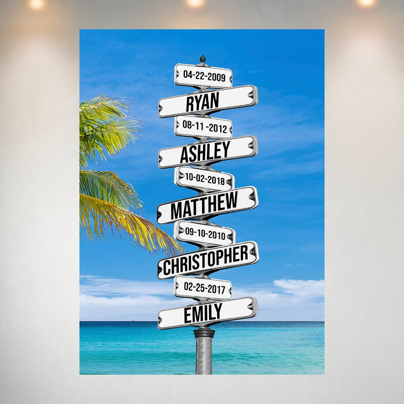 Street Sign Color Multi-Names Poster