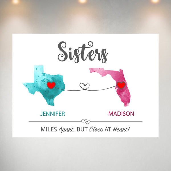 Sister State Watercolor Poster