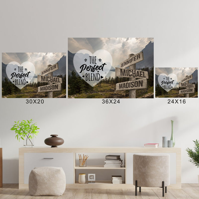 Mountain Range Heart Color Saying 4 Multi-Names Poster