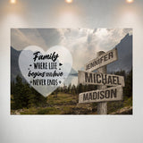 Mountain Range Heart Color Saying 6 Multi-Names Poster