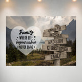 Mountain Range Heart Color Saying 6 Multi-Names Poster