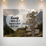Mountain Range Heart Color Saying 6 Multi-Names Poster