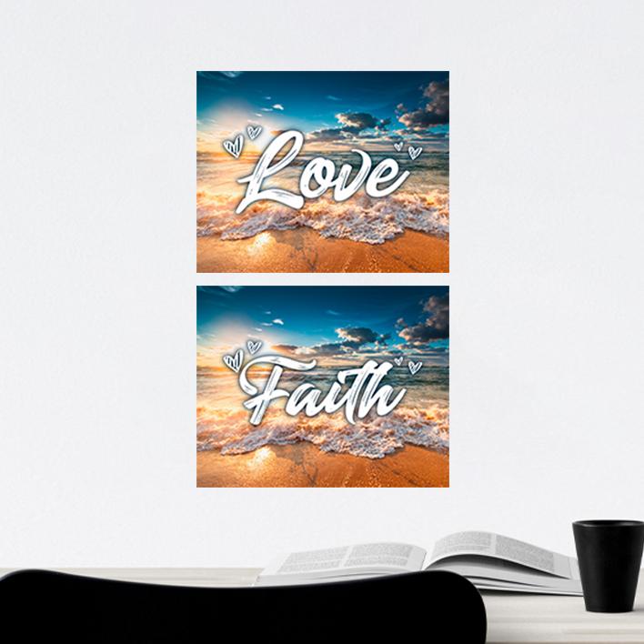 Ocean Sunset Faith & Love Poster Set