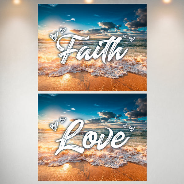 Ocean Sunset Faith & Love Poster Set