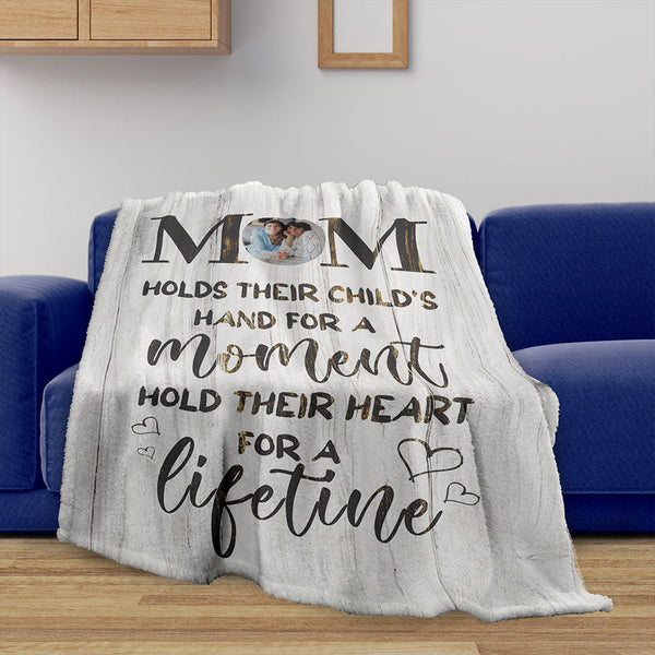Mom Holds Hands and Heart Fleece Blanket