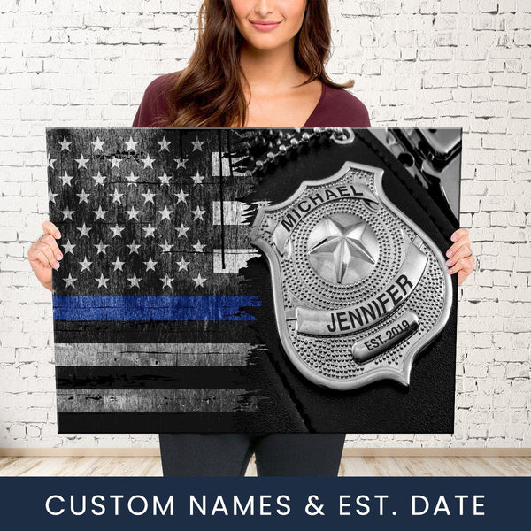 Police Badge Names Premium Canvas