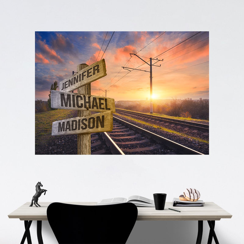 Railroad Track Color 2 Multi-Names Poster