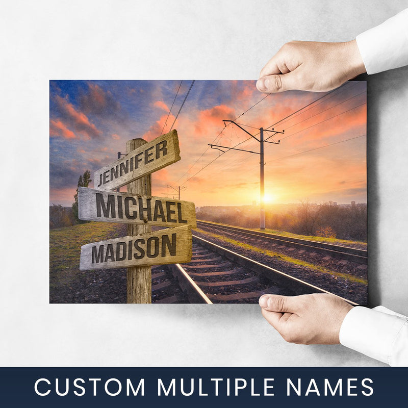Railroad Track Color 2 Multi-Names Poster