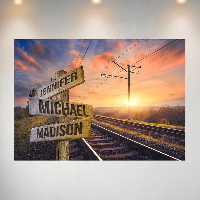 Railroad Track Color 2 Multi-Names Poster