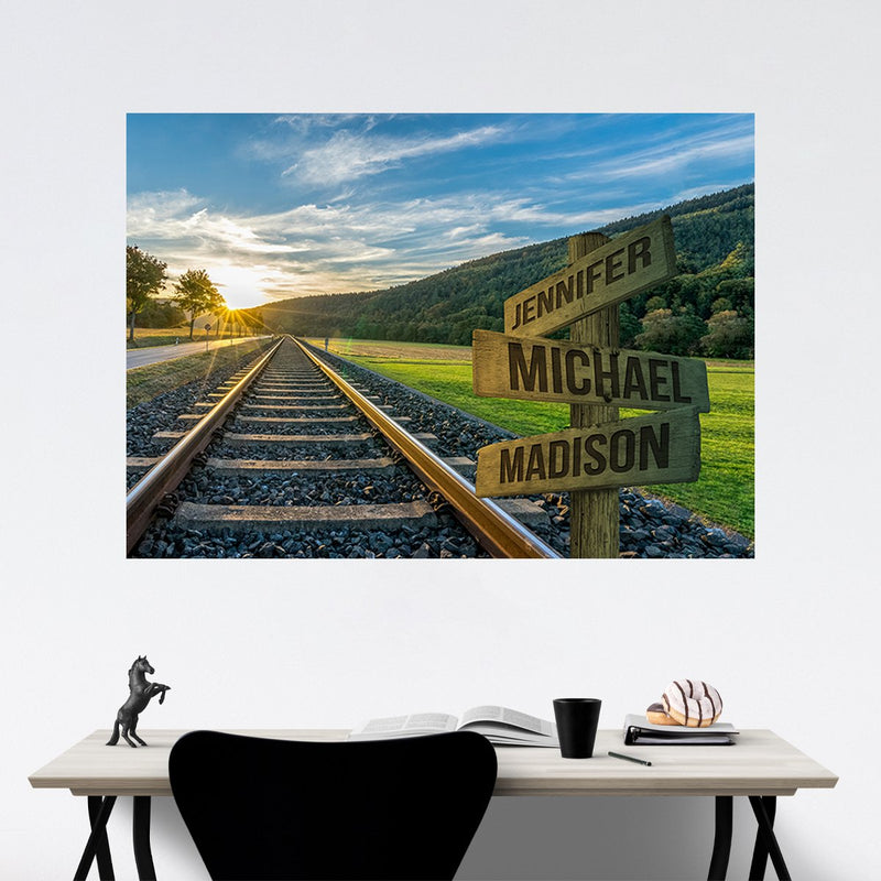 Railroad Track Color Multi-Names Poster