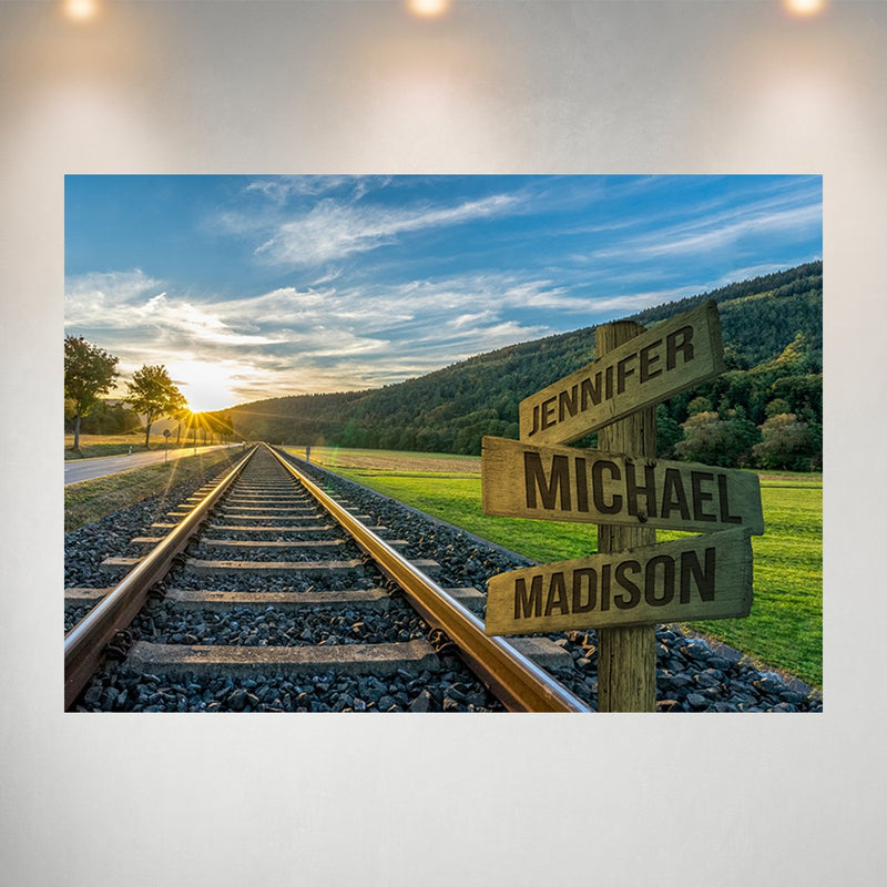 Railroad Track Color Multi-Names Poster