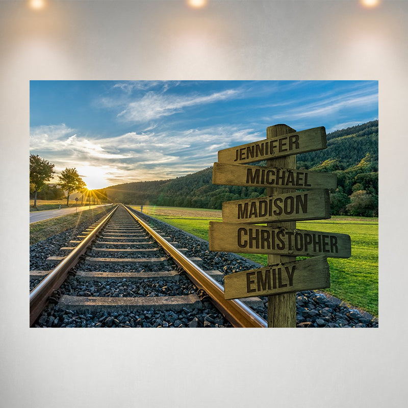 Railroad Track Color Multi-Names Poster