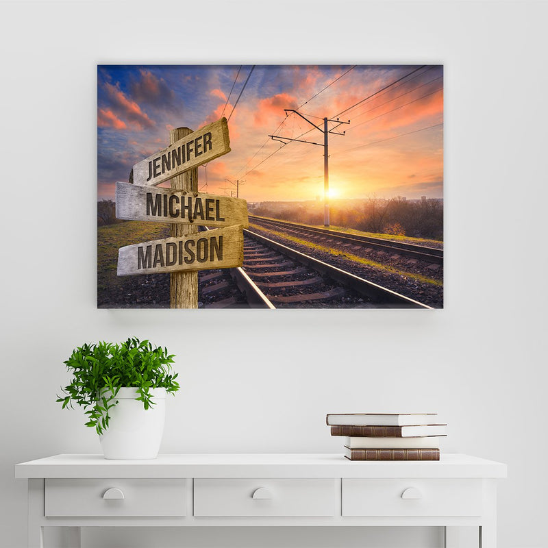 Railroad Track Color Multi-Names Premium Canvas 2