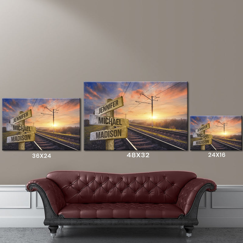 Railroad Track Color Multi-Names Premium Canvas 2