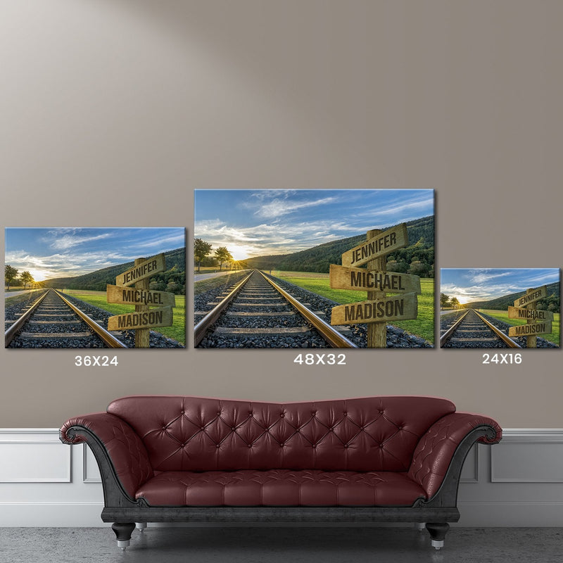 Railroad Track Color Multi-Names Premium Canvas