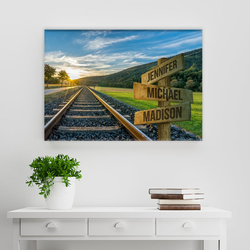 Railroad Track Color Multi-Names Premium Canvas