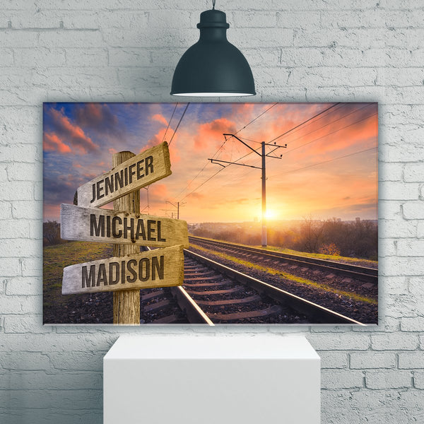 Railroad Track Color Multi-Names Premium Canvas 2
