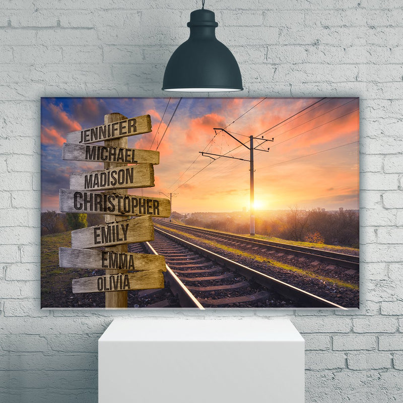 Railroad Track Color Multi-Names Premium Canvas 2