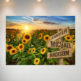 Sunflower Field Color Multi-Names Poster