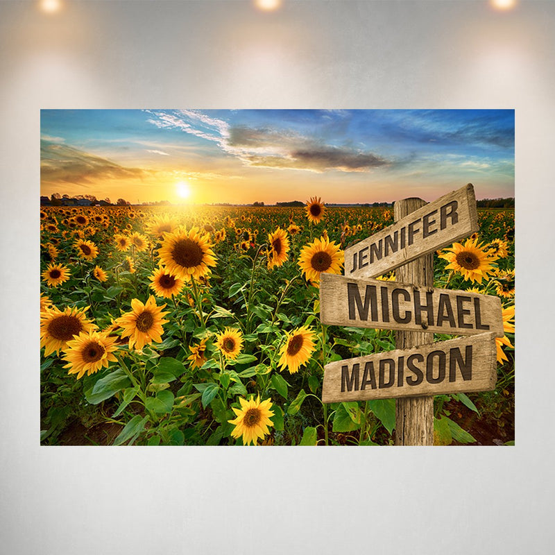 Sunflower Field Color Multi-Names Poster