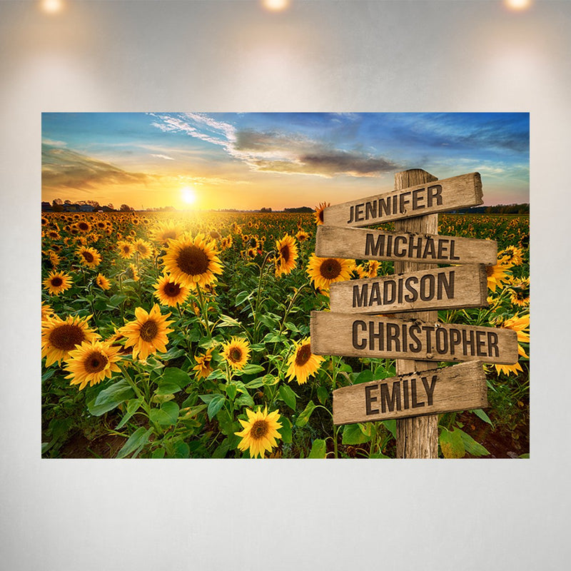 Sunflower Field Color Multi-Names Poster