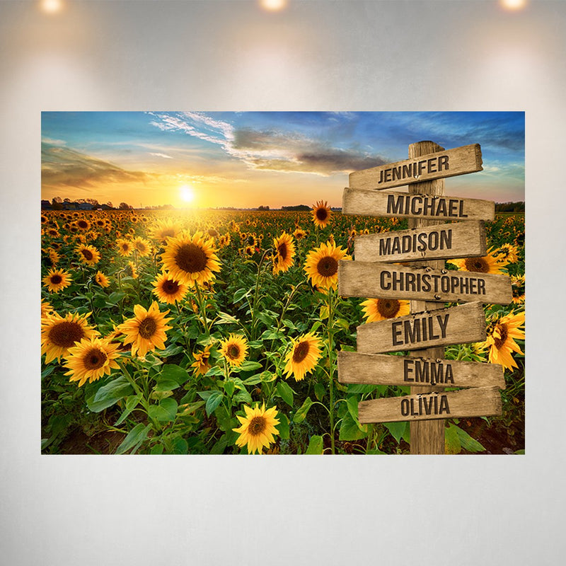 Sunflower Field Color Multi-Names Poster
