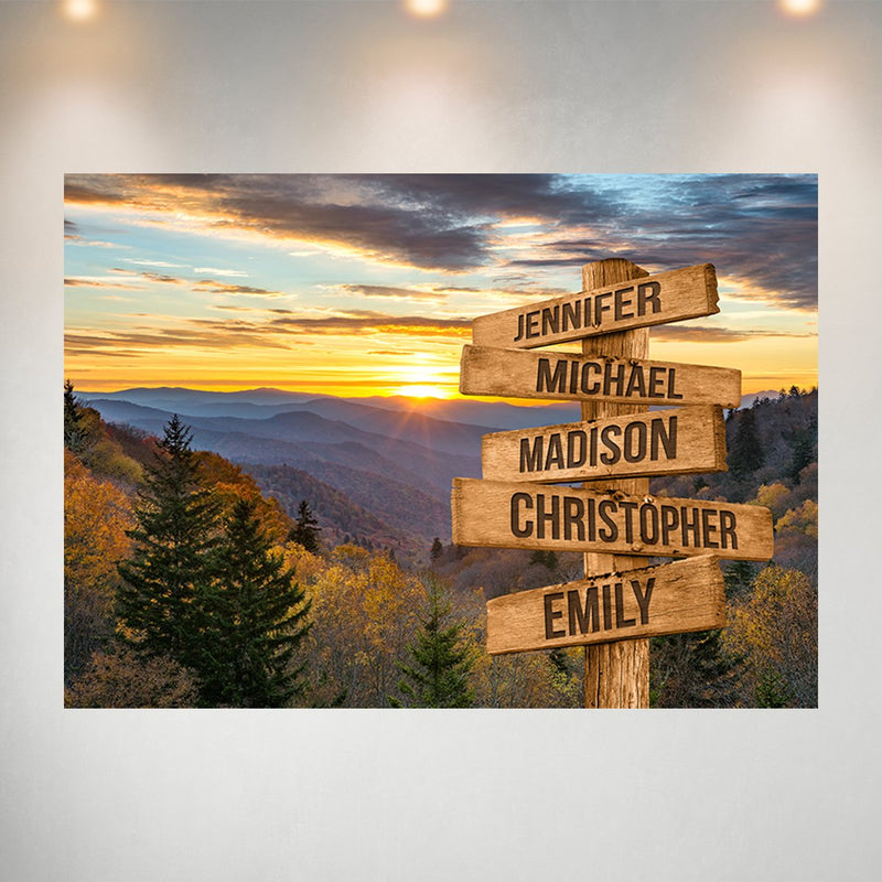 Smoky Mountains Color Multi-Names Poster