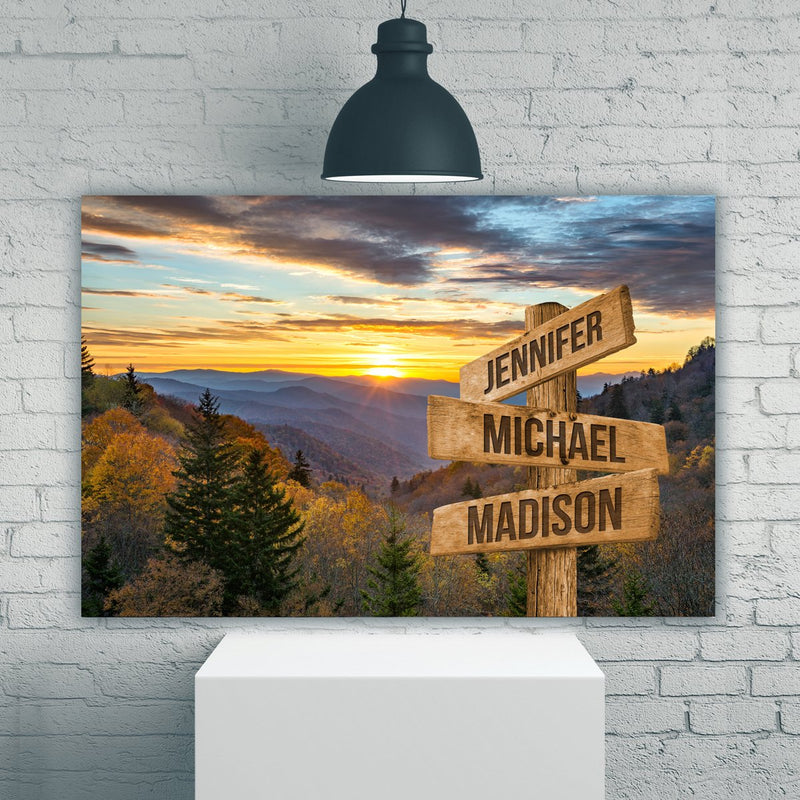 Smoky Mountains Color Multi-Names Premium Canvas