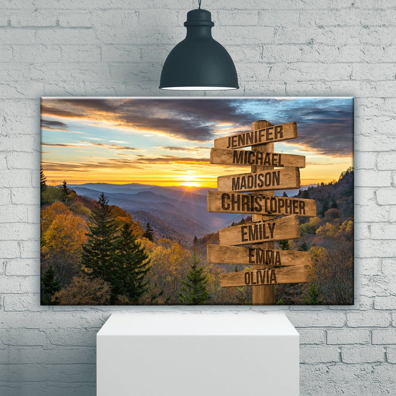 Smoky Mountains Color Multi-Names Premium Canvas