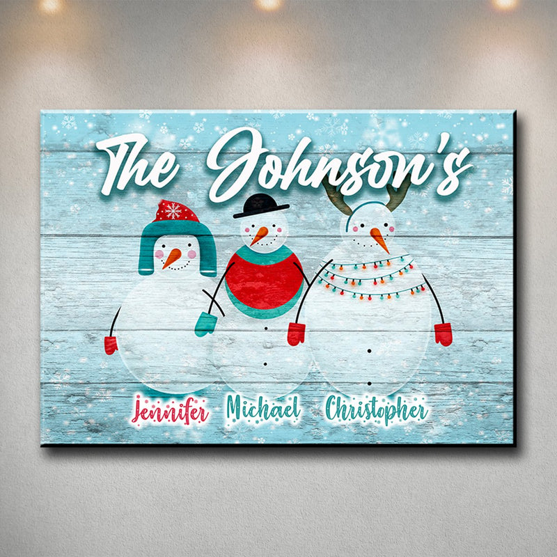 Snow Family Multi-Names Premium Canvas