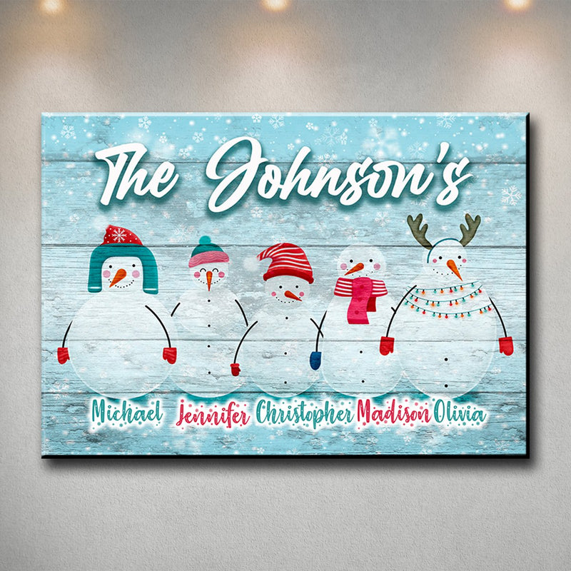 Snow Family Multi-Names Premium Canvas