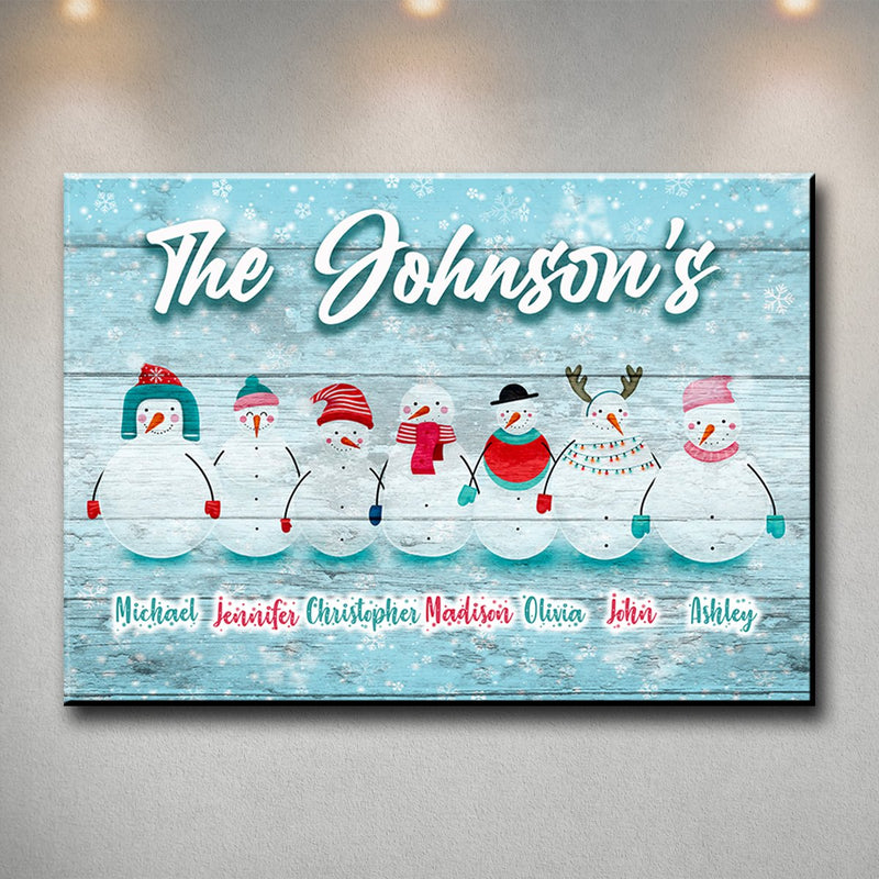 Snow Family Multi-Names Premium Canvas